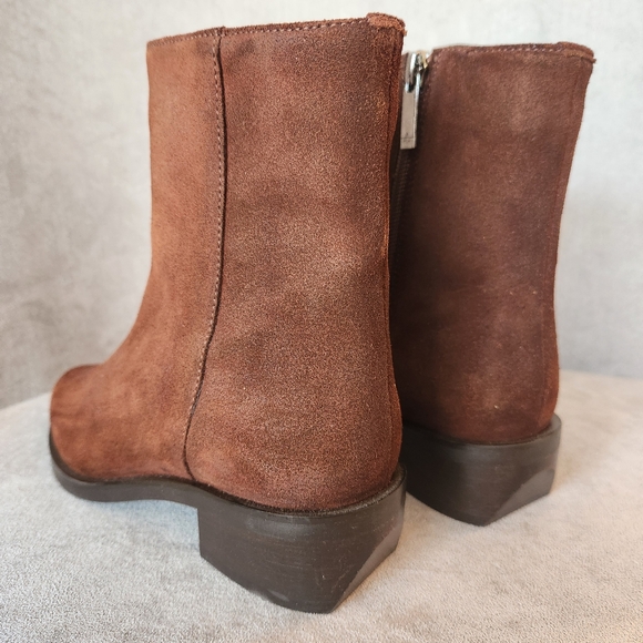 Aquatalia ankle boots 5 brown suede chocolate luxury comfort Made Italy new $495 - Picture 9 of 15